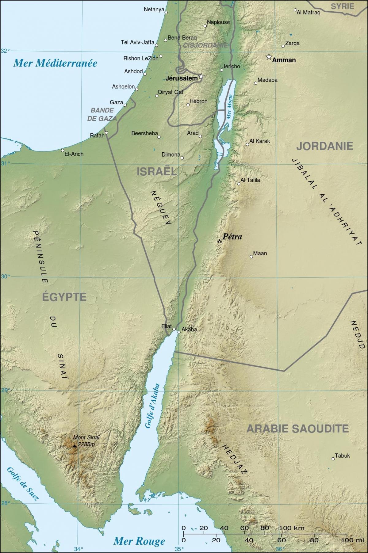 karta Jordan Petra pokazuje